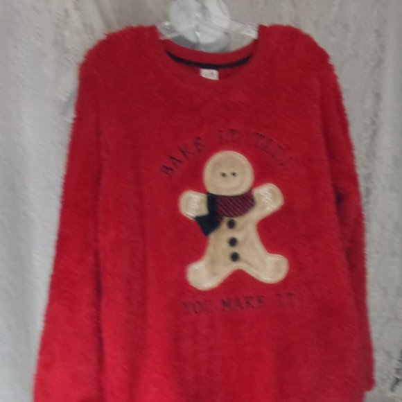 Gingerbread Pajama Set Red and Buffalo Plaid XL (16/18) - Picture 1 of 5